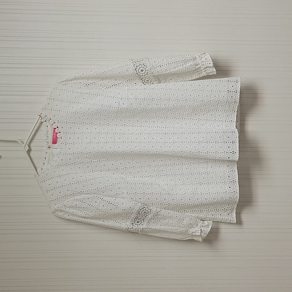 Lilly Pulitzer sz 6 white eyelet lace 100% cotton blouse. - Picture 1 of 5